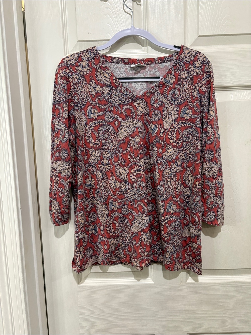 J Jill Pure Jill Classic Paisley 3/4 Long-Sleeve Tee